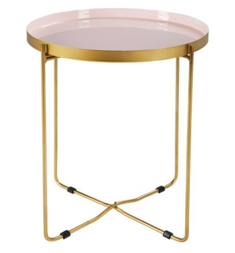 Pacome Lacquered Metal Side Table - Pink & Gold is a gorgeous piece if you're looking to achieve a Millennial Pink aesthetic. For more on this hot interior design and fashion trend, click on the blog post...