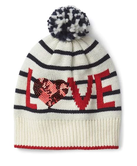 Festive Gift - Gap - Sequin Love Pom-Pom Beanie