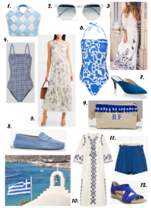 This combo is undoubtedly one of my absolute favourites.  Ever-chic, the marriage of blue and white - celebrated in the Greek flag - is always a happy one. This can be done in so many ways but this year, it's all about mixing materials, textures and finishes both in dressing yourself and your space. Mykonos style rejoiced!