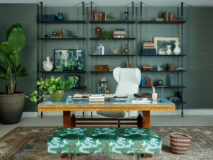 What I would add to this, is that for a home office, easy-on-the-eye is preferable. This doesn't necessarily mean neutral (although I am a longstanding advocate) and it certainly doesn't mean drab. I just feel that a room intended for concentration and inspiration should be comfortable, visually. Not headache inducing or unhinging.